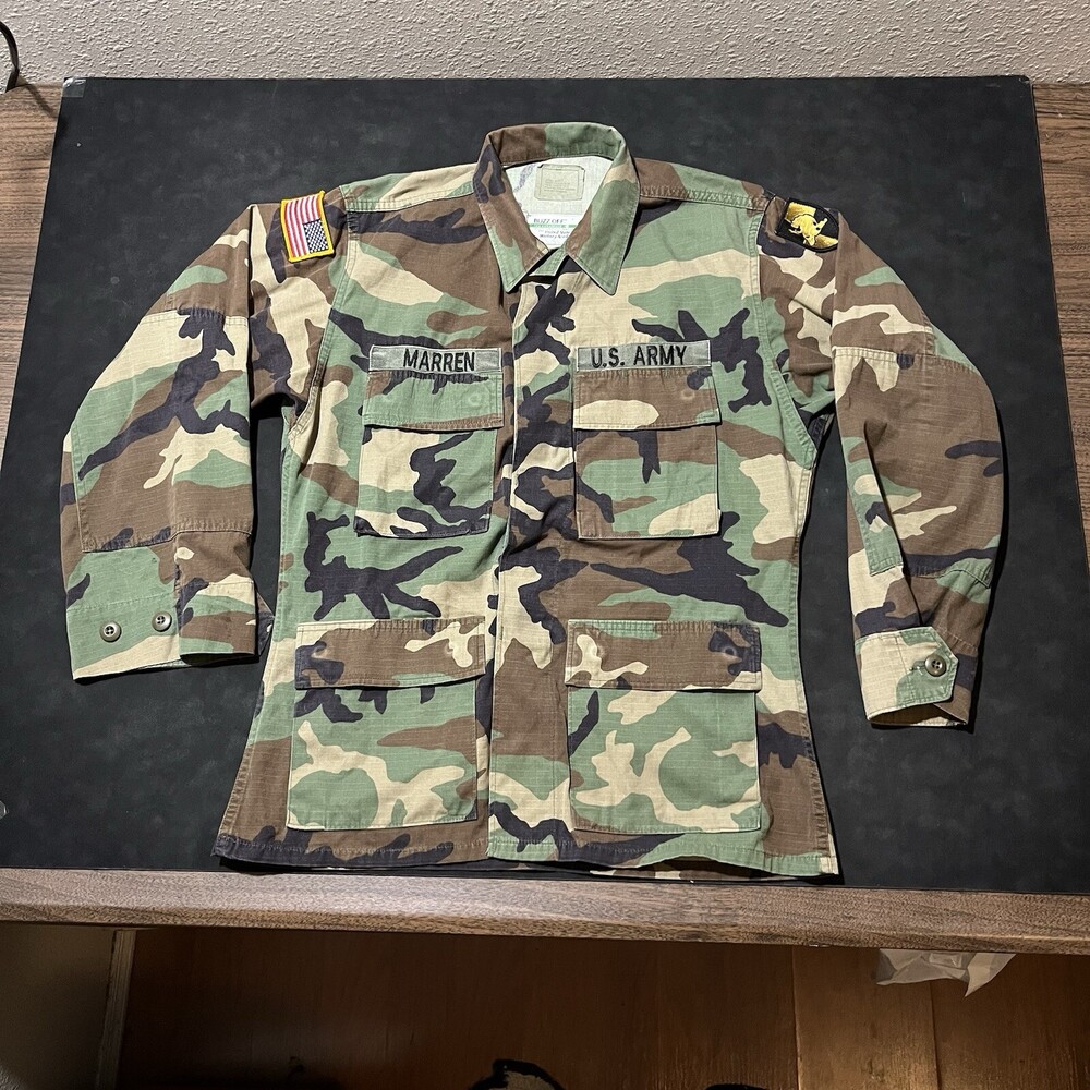 Woodland Camo Vintage Army Jacket Shirt OG 107 Buzz Off Shadow Grass Flight